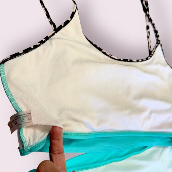 Swimsuit 2 Piece Bikini High Waist Unpadded Plus Size 3XL Animal Pint Colorblock - Picture 9 of 11